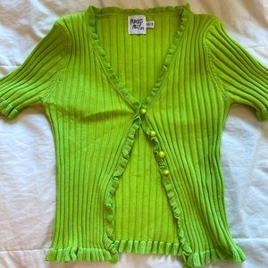 Princess Polly Bright Green Button Down Crop Top